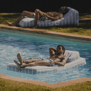 Blue Striped Flat Fabric Lounger Pool Float